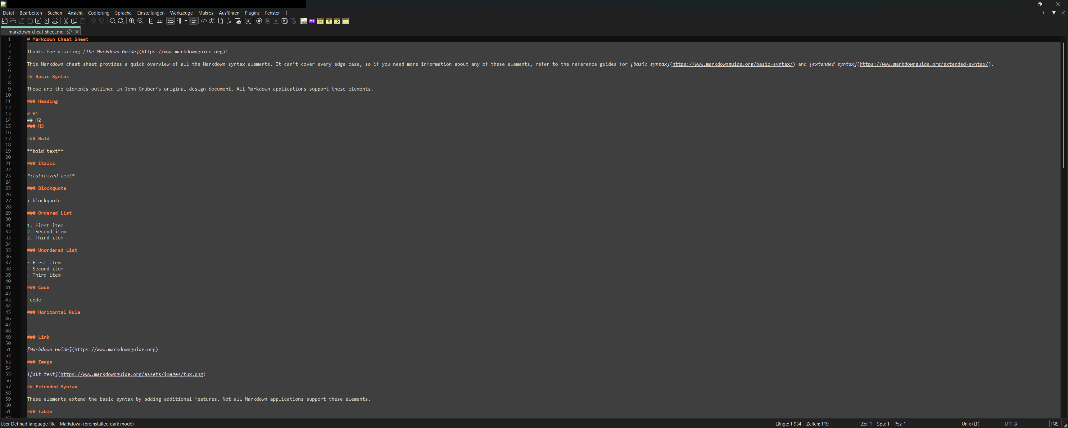 Notepad++ ohne Markdown live Preview Screenshot